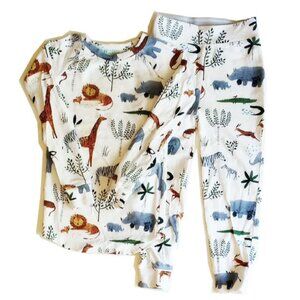 LouLou Lollipop Pajamas 2Y Jungle Animals On White